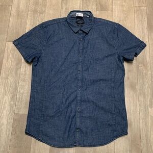 Mens NWT Kenneth Cole New York Slim Fit‎ Button Down Denim Jean Shirt